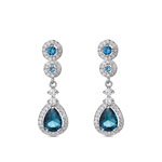Rhodium Plated Silver Earrings with Chatons and a Blue Drop 37.190€ #5006299114718